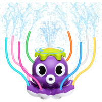 Розбризкувач води MoKo для дітей з 8 трубками, що хитаються, і 2 хомутами для шланга, літні восьминоги, іграшки для саду, газону, фіолетовий (my-14073)