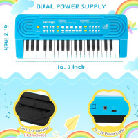 Дитяче портативне музичне піаніно Shayson із мікрофоном для дітей 3-12 років, синій колір (my-2075)