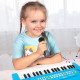 Детское портативное музыкальное пианино Shayson с микрофоном для детей 3-12 лет, синий цвет (my-2075)