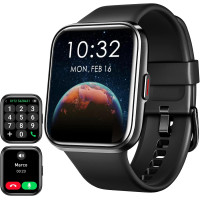 Смарт-часы Tensky 1.8-дюймовый сенсорный экран, фитнес-трекер с отслеживанием сердечного ритма и сна, 100 спортивных режимов, водонепроницаемые, черные (my-9075)