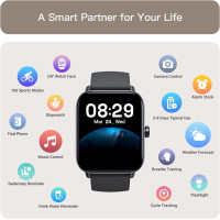 Розумний годинник для чоловіків Gydom BK19 1.8-дюймовий з монітором SpO2/пульсу/сну/стрес, лічильник калорій/кроків/відстань, більше 100 спортивних режимів (my-9076)