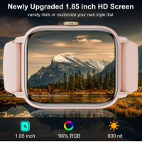 Розумний жіночий смарт годинник BEYCED 1,85" в рожевому алюмінієвому корпусі з рожевим спортивним ремінцем (my-12073)