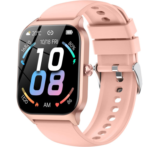 Жіночий розумний годинник CASCHO, водонепроникний IP68 з функцією Bluetooth-дзвінків з дисплеєм 1,85 дюйма HD, рожевий (my-17115)