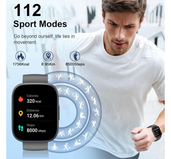 Смарт-часы Cillso T80 1.96-дюймовые для звонков 110 спортивных режимов Smart Watch (my-18053)