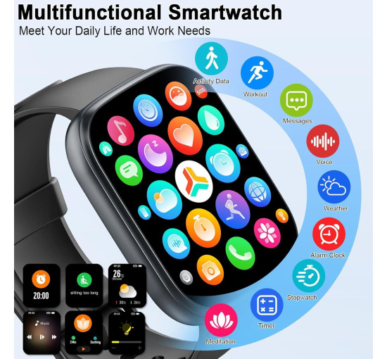 Смарт-часы Cillso T80 1.96-дюймовые для звонков 110 спортивных режимов Smart Watch (my-18053)