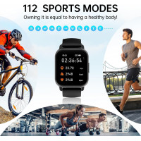 Розумний годинник для чоловіків і жінок з функцією телефону 1,85-дюймовий Poounur IP68 чорний (my-18055)