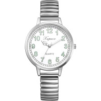 Часы женские Silverora с эластичным большим циферблатом: прозрачные, легко читаемые, аналоговые наручные кварцевые часы (my-15240)