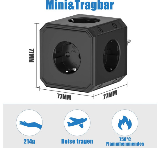 Многофункциональная вилка 5 в 1 защита от перегрузки (2500 Вт/10 А) TANXIS (my-12054)