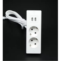Подовжувач європейського стандарту USB-A, що підключається до стильної розетки, 2 порти і USB 4000 Вт, 10/16 А (my-17198)