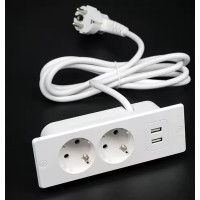 Сетевой удлинитель европейского стандарта USB-A подключаемый к стильной розетке 2 порта и USB 4000 Вт 10/16 А (my-17198)