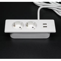 Подовжувач європейського стандарту USB-A, що підключається до стильної розетки, 2 порти і USB 4000 Вт, 10/16 А (my-17198)