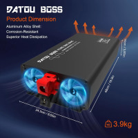 Інвертор DATOUBOSS 2000 Вт / 4000 Вт, перетворювач напруги чистої синусоїди 12 В 220 В з 1 вилкою EU, РК-дисплеєм (my-17212)
