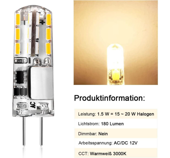 Светодиодные лампы теплого белого цвета Tailcas G4-3014-24LED 3000 К (my-4292)
