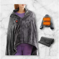 Електроковдра - плед із підігрівом 150x85 см, USB електроплед із застібкою, сірий (my-14055)