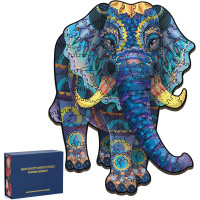 Деревянный пазл с кусочками в форме животных Siwilo Puzzler U2-daxiang-0 (my-4108)