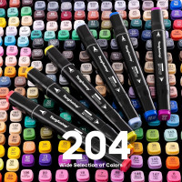 Перманентный маркер с двойным наконечником TongfuShop 204 цвета: спиртовой маркер ручки-маркеры для рисования (my-18001)