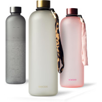 Дизайнерская бутылка для воды MAMEIDO TT-1500 1,5 л с маркером времени для мотивации, бежевый, золотой (my-15181)