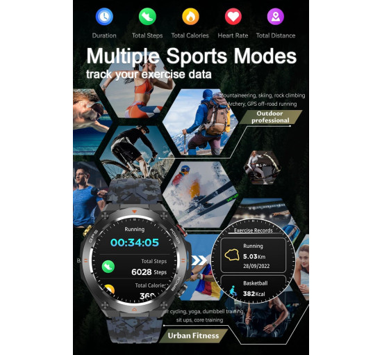 Смарт-годинник для чоловіків водонепроникні сумісний з Android та iOS Findtime FLD93SHSMBK чорний (my-17141)