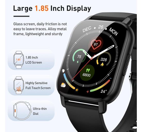 Розумний годинник Cillso Y6 з 1,96-дюймовим AMOLED-дисплеєм Always-on чорний (my-17117)