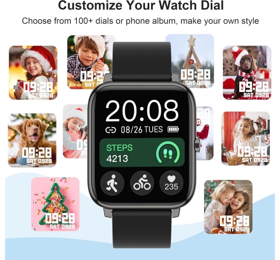 Розумний годинник Popglory P22 14-дюймовий сумісний з Android iOS чорний (my-17105)