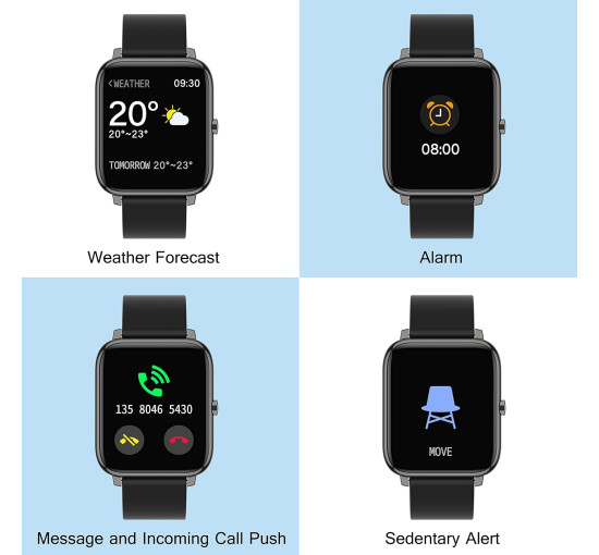 Розумний годинник Popglory P22 14-дюймовий сумісний з Android iOS чорний (my-17105)