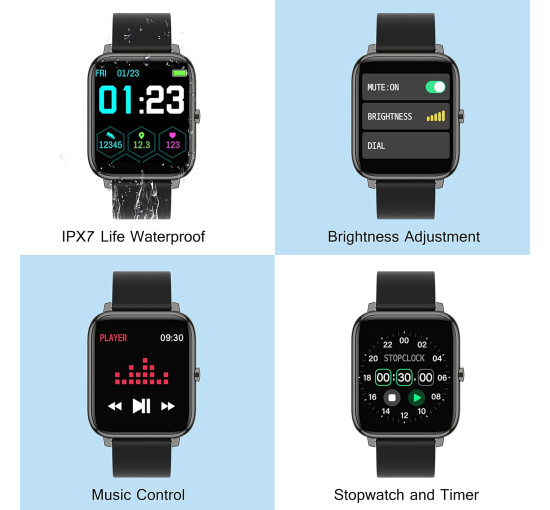 Розумний годинник Popglory P22 14-дюймовий сумісний з Android iOS чорний (my-17105)