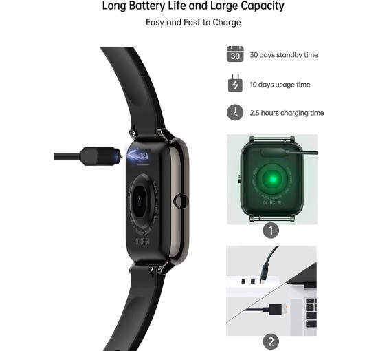 Розумний годинник Popglory P22 14-дюймовий сумісний з Android iOS чорний (my-17105)