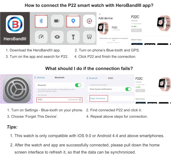 Розумний годинник Popglory P22 14-дюймовий сумісний з Android iOS чорний (my-17105)
