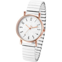 Эластичные женские классические круглые аналоговые кварцевые наручные часы  JewelryWe JW370P0003 белый (my-15232)