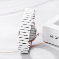 Эластичные женские классические круглые аналоговые кварцевые наручные часы  JewelryWe JW370P0003 белый (my-15232)