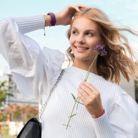 Ремешок Mastten Sunflowers с гравировкой для Samsung Galaxy Watch 20 мм фиолетовый (my-12138)