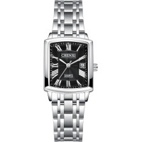 Водонепроницаемые женские часы из нержавеющей стали, прямоугольные с календарем JewelryWe JW377P0091 серебряные (my-15220)