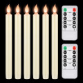 Без полум'яні конічні свічки з дистанційним керуванням, набір із 6 свічок кольору слонової кістки Candlium (my-1108)