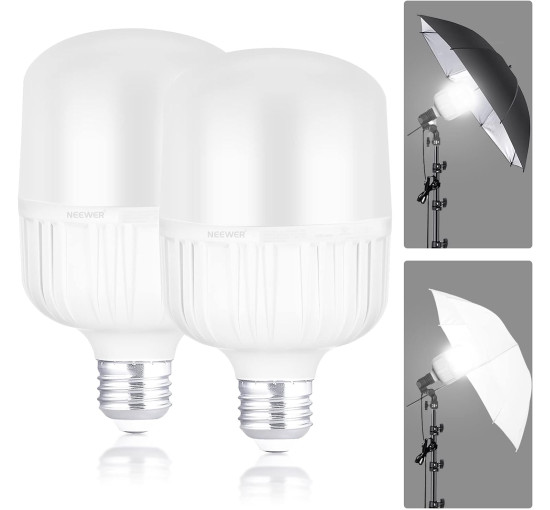 Світлодіодні LED лампи Neewer T100 E26 35 Вт 5700K для відеозйомки, 2 упаковки (my-4003)