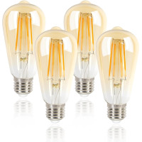 Гвинтова лампа FLSNT E27 еквівалент 40 Вт, ST58 ретро світлодіодна нитка розжарювання 1800 К теплий білий, упаковка з 4 шт. (My-7050)
