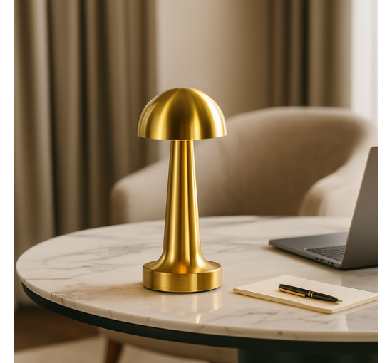 Настольная лампа золотая аккумуляторная H-22 cm Led Mushroom Gold (my-18081) Настольная лампа золотая аккумуляторная H-22 cm Led Mushroom Gold (my-18081)