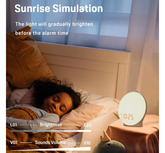Световой будильник JALL K8 для спальни, с имитацией восхода солнца (my-4009)
