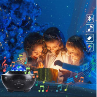 Музыкальный ночник – проектор для детской комнаты с пультом ALED LIGHT Ocean Wave 10 Вт, черный (my-4029)