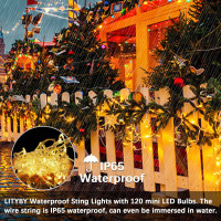 Гирлянда LITYBY Fairy Lights, водонепроницаемая, 15 м/49 футов, 120 светодиодных гирлянд, питание от сети, 8 режимов дистанционного управления (my-17250)