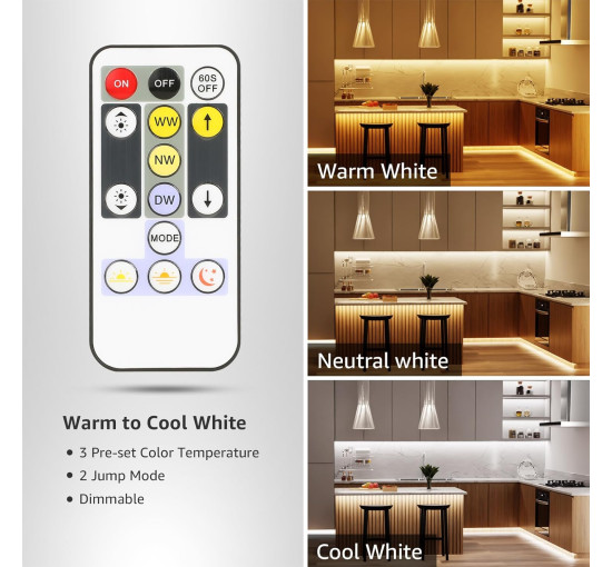 Світлодіодна стрічка Lepro з регулюванням яскравості, колір від теплого до холодного (my-18151)