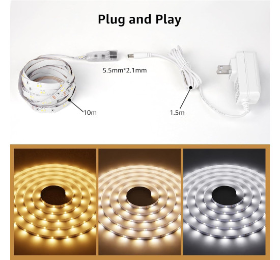 Світлодіодна стрічка Lepro з регулюванням яскравості, колір від теплого до холодного (my-18151)