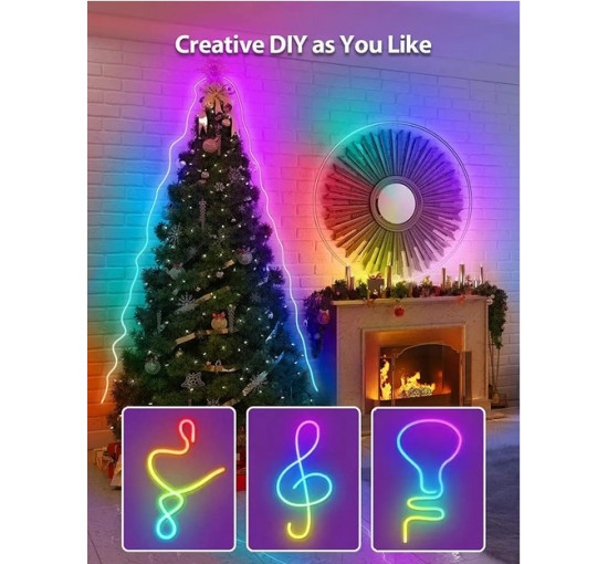 Светодиодная умная смарт LED-лента неоновая Lucienstar Neon Rope Lights размер L 3 метра (my-18150)