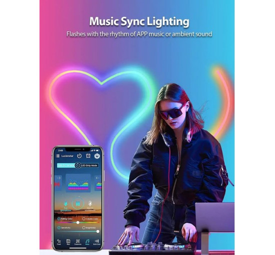 Светодиодная умная смарт LED-лента неоновая Lucienstar Neon Rope Lights размер L 3 метра (my-18150)