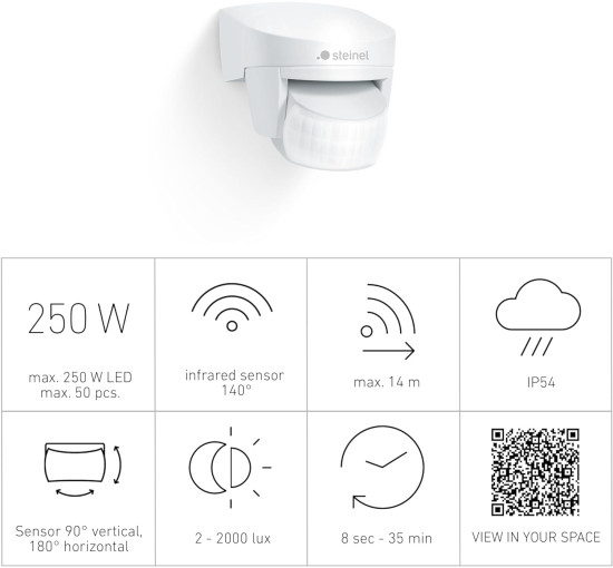 Вуличний інфрачервоний датчик STEINEL IS 140-2 білий IP54 (my-4041)