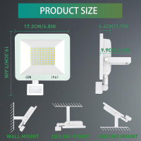 Світлодіодний прожектор з датчиком руху 50 Вт 5000 лм водонепроникний IP67 6500 К (my-18082)