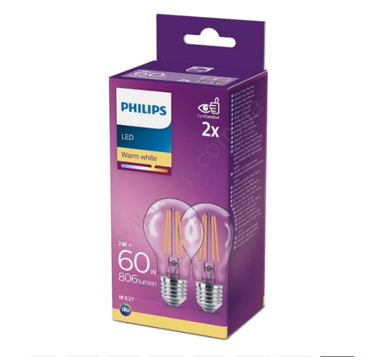 Набор 2x светодиодные лампочки Philips A60 E27/7W/230V 2700K (my-4357)