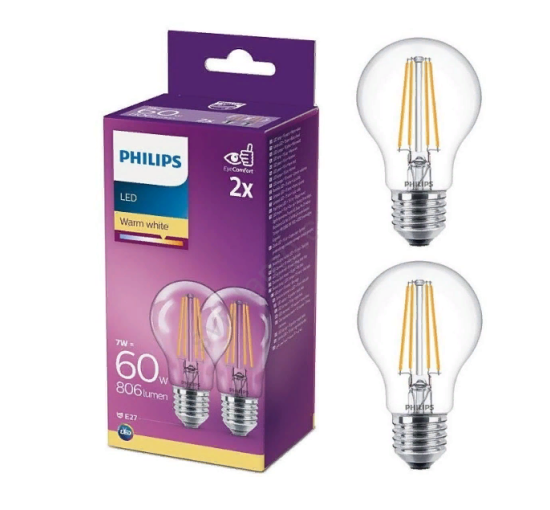 Набор 2x светодиодные лампочки Philips A60 E27/7W/230V 2700K (my-4357)