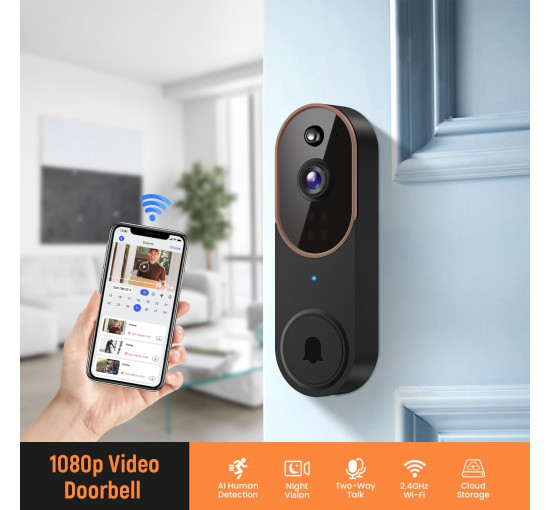 Бездротова відеокамера для дверного дзвінка 1080 GridTera P50 (my-18133)