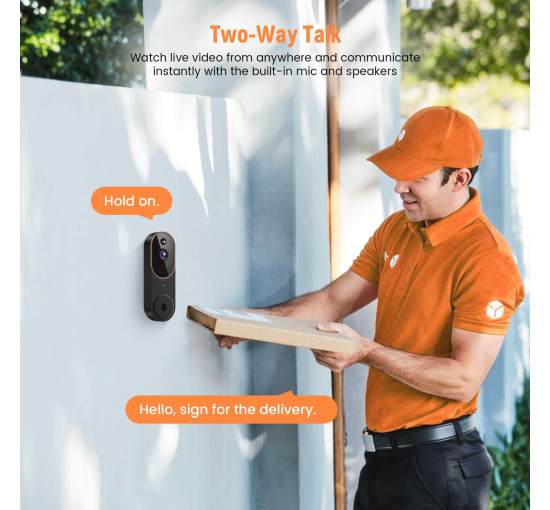 Бездротова відеокамера для дверного дзвінка 1080 GridTera P50 (my-18133)