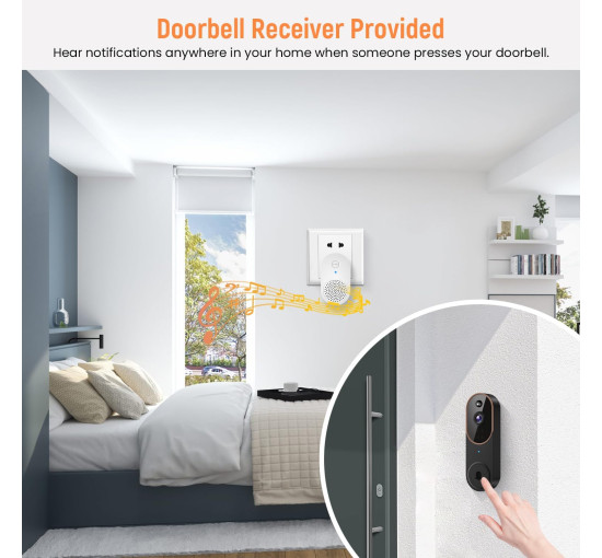 Бездротова відеокамера для дверного дзвінка 1080 GridTera P50 (my-18133)